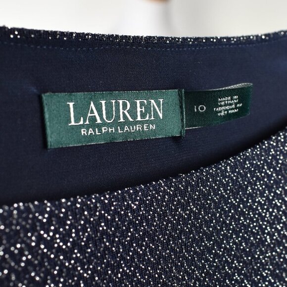 Lauren Ralph Lauren Cold Shoulder Metallic Sheath Dress - 10 - Picture 8 of 8